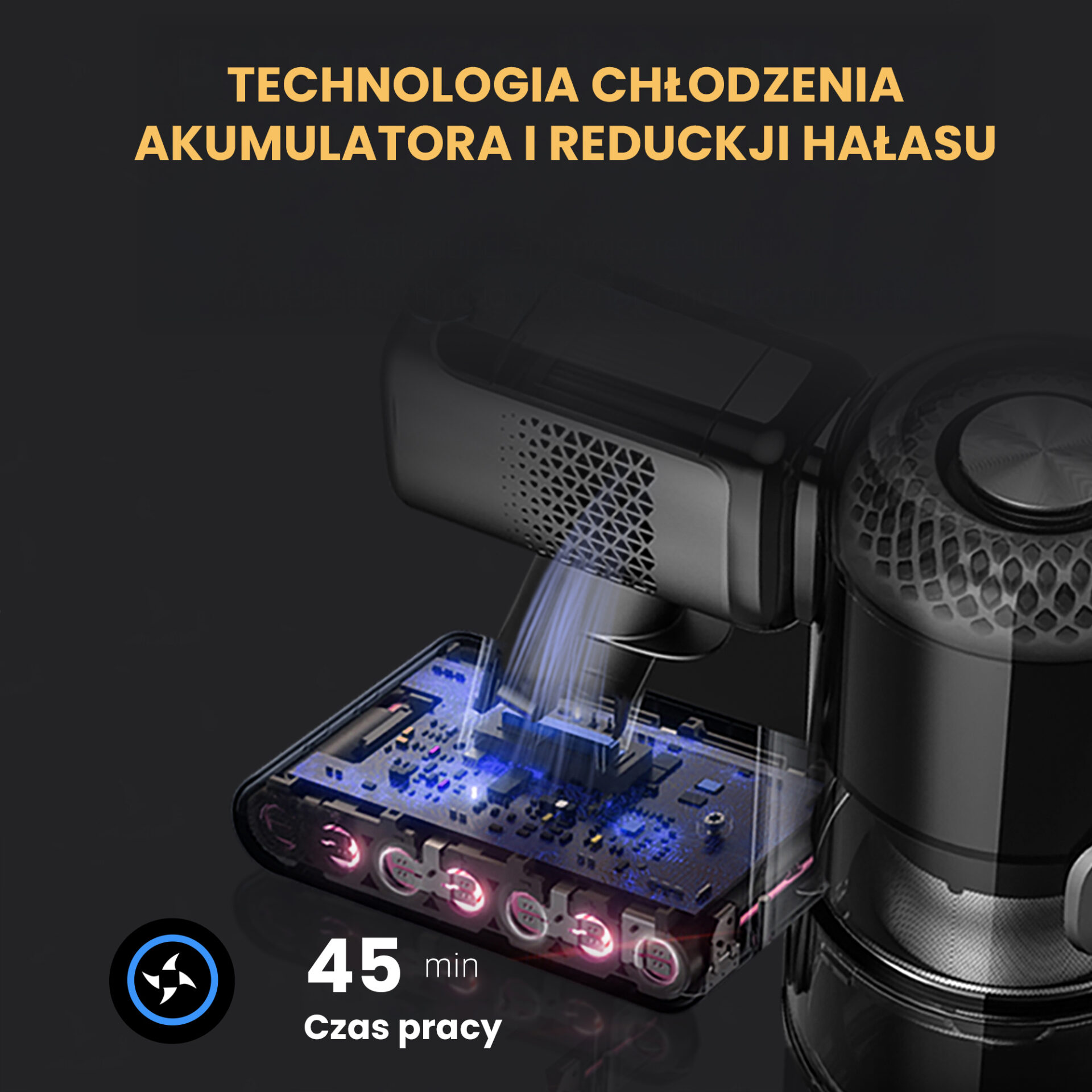 Odkurzacz bezprzewodowy pionowy BERGMANN HAX 125 450W N - obrazek 8