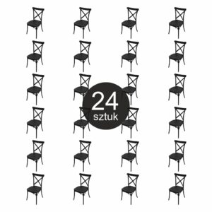 Krzesło bankietowe industrialne FURVERO BOHO PP poduszka ekoskóra kolor czarny ZESTAW 24 szt N