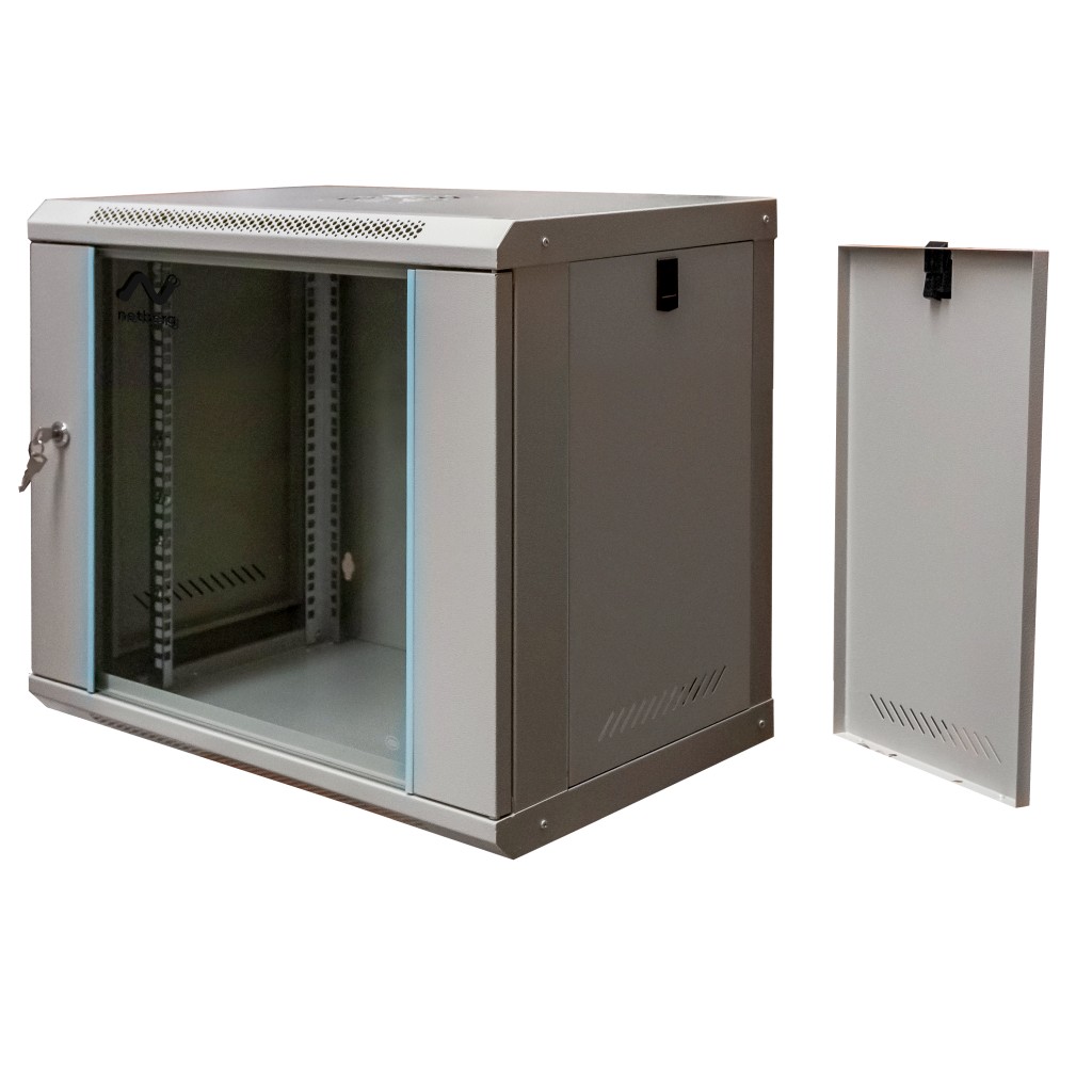 Szafa Rack NETBERG 19" 9U 450x600x400 wisząca szary N - obrazek 2