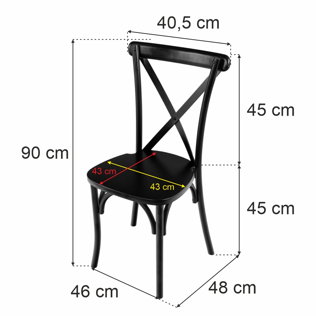 Krzesło drewniane bankietowe kuchenne rustykalne FURVERO BOHO drewno bukowe czarny ZESTAW 24 szt N - obrazek 3