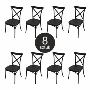 Krzesło bankietowe industrialne FURVERO BOHO PP poduszka ekoskóra kolor czarny ZESTAW 8 szt N