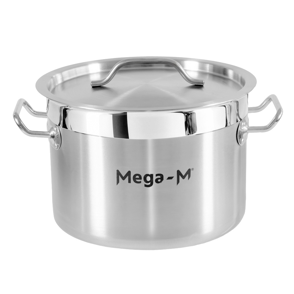 Garnek gastronomiczny średni z pokrywką Mega-M PRO 9l śr. 25 cm x h 18 cm N