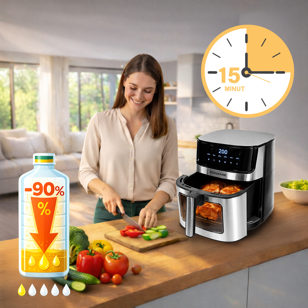 Frytkownica beztłuszczowa BERGMANN YO 1 komora 7,5l 2000W N - obrazek 5