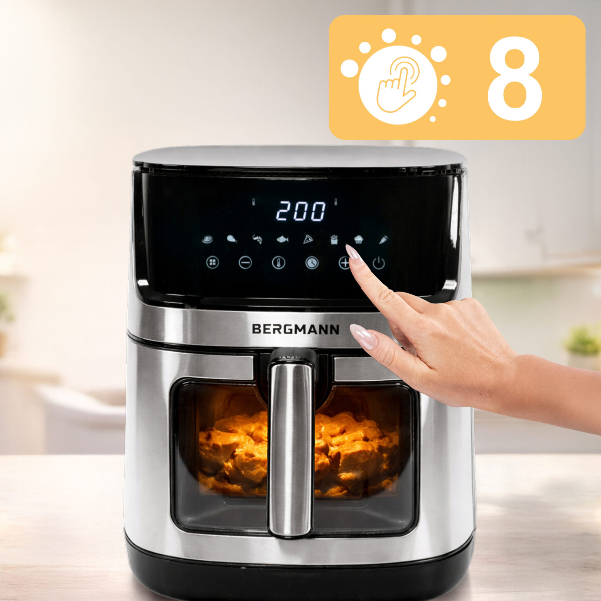 Frytkownica beztłuszczowa BERGMANN YO 1 komora 7,5l 2000W N - obrazek 2