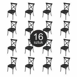Krzesło bankietowe industrialne FURVERO BOHO PP poduszka ekoskóra kolor czarny ZESTAW 16 szt N