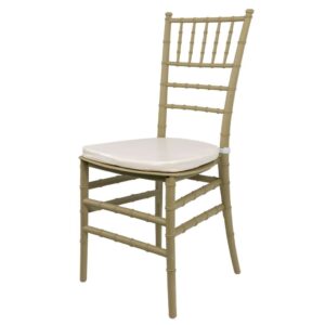 Krzesło bankietowe weselne FURVERO CHIAVARI PP poduszka ekoskóra kolor szampański-pistacjowy N