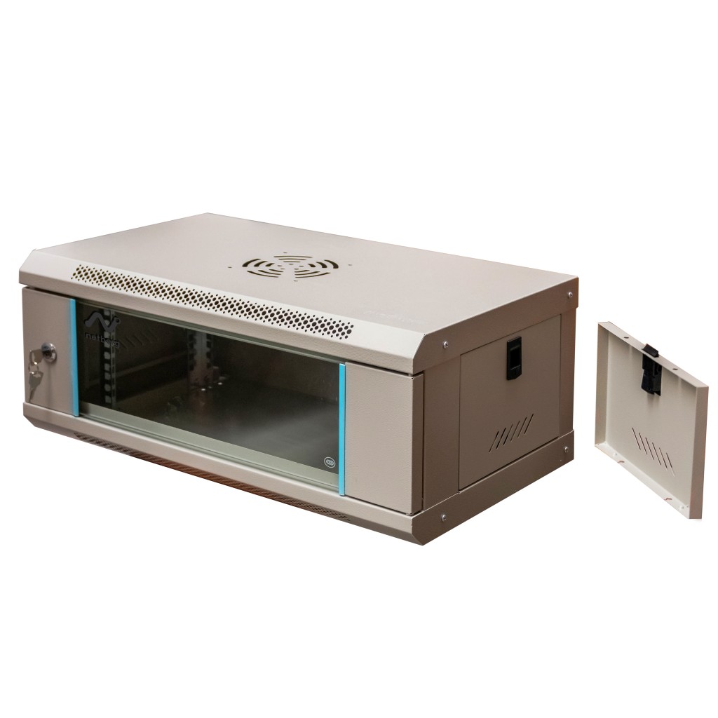 Szafa Rack NETBERG 19" 4U 240x600x350 wisząca szary N - obrazek 2