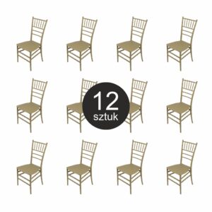 Krzesło bankietowe weselne FURVERO CHIAVARI PP poduszka ekoskóra kolor szampański-pistacjowy ZESTAW 12 szt N