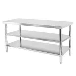 Stół ze stali nierdzewnej centralny z 2-półkami Mega-M X STANDARD S-180 cm G-60 cm H-85 cm N