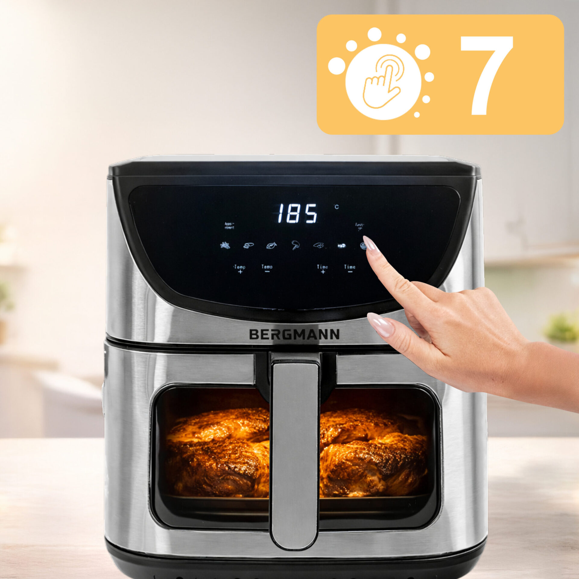 Frytkownica beztłuszczowa BERGMANN YA 1 komora 8l 1800W N - obrazek 2