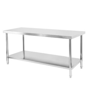 Stół ze stali nierdzewnej centralny z półką Mega-M X STANDARD S-180 cm G-60 cm H-85 cm N