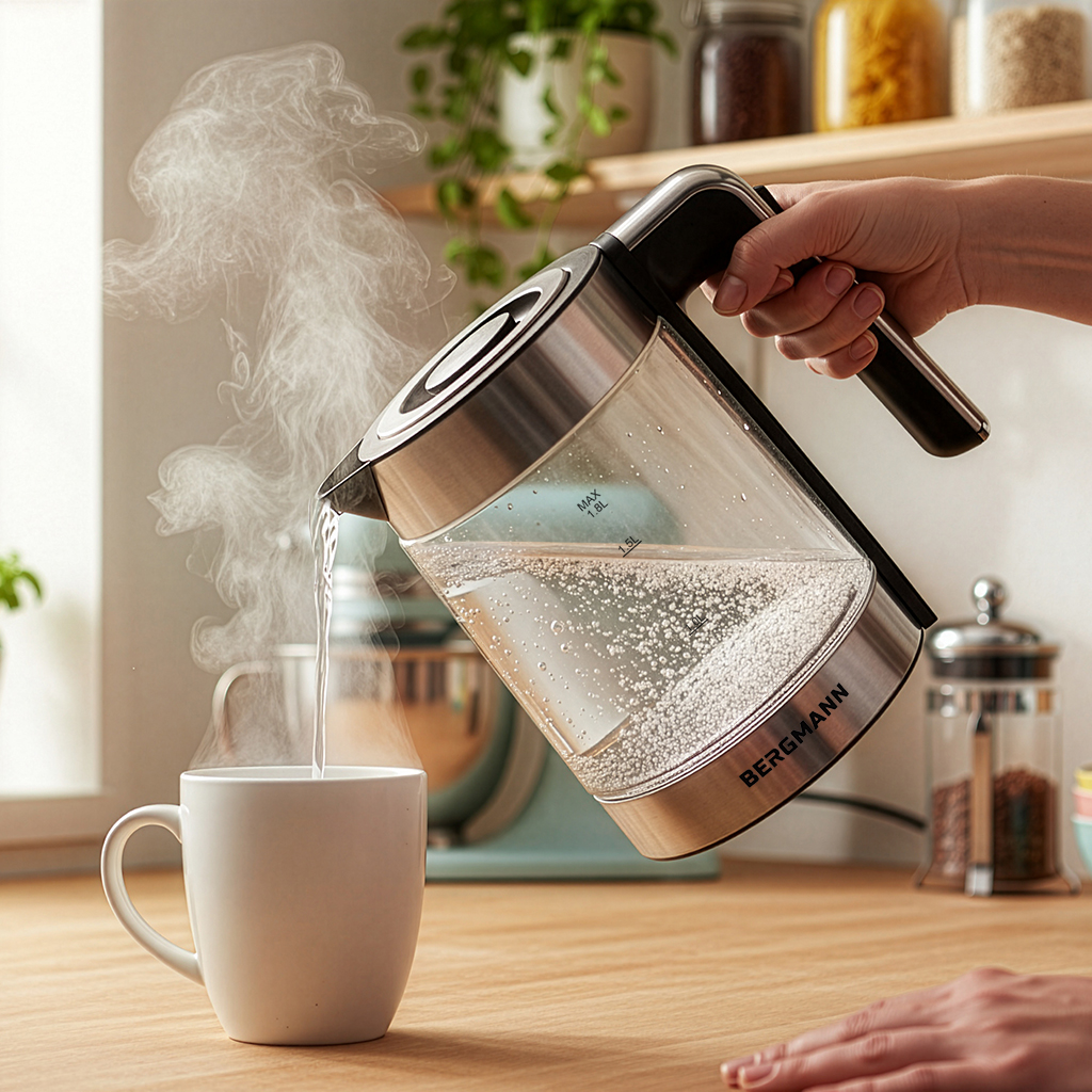 Czajnik elektryczny szklany BERGMANN ZH004 1,8L 2200W podstawa inox kształt cylindryczny N - obrazek 7