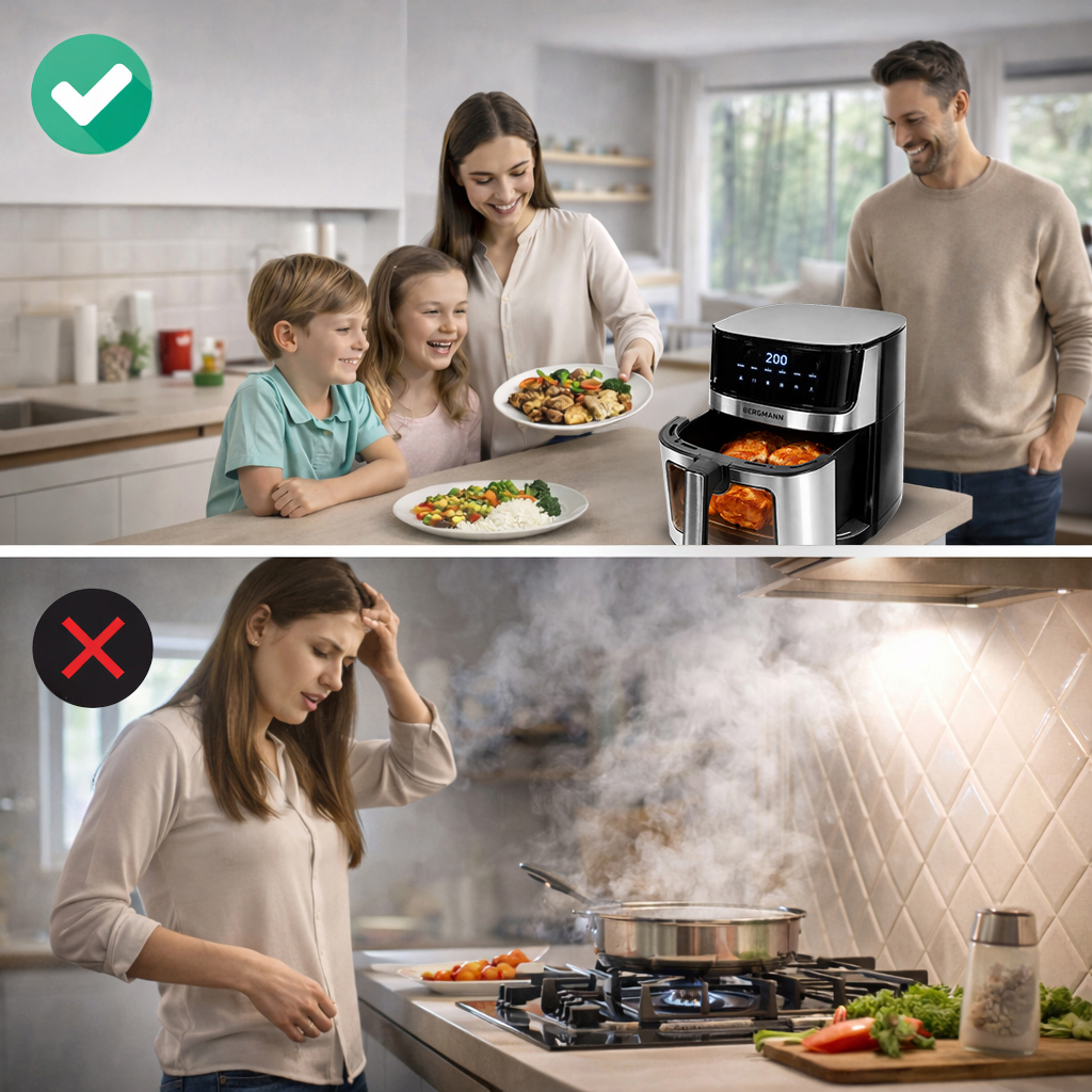 Frytkownica beztłuszczowa BERGMANN YO 1 komora 7,5l 2000W N - obrazek 6