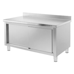 Stół ze stali nierdzewnej przyścienny z szafką Mega-M S-150 cm G-60 cm H-85 cm N