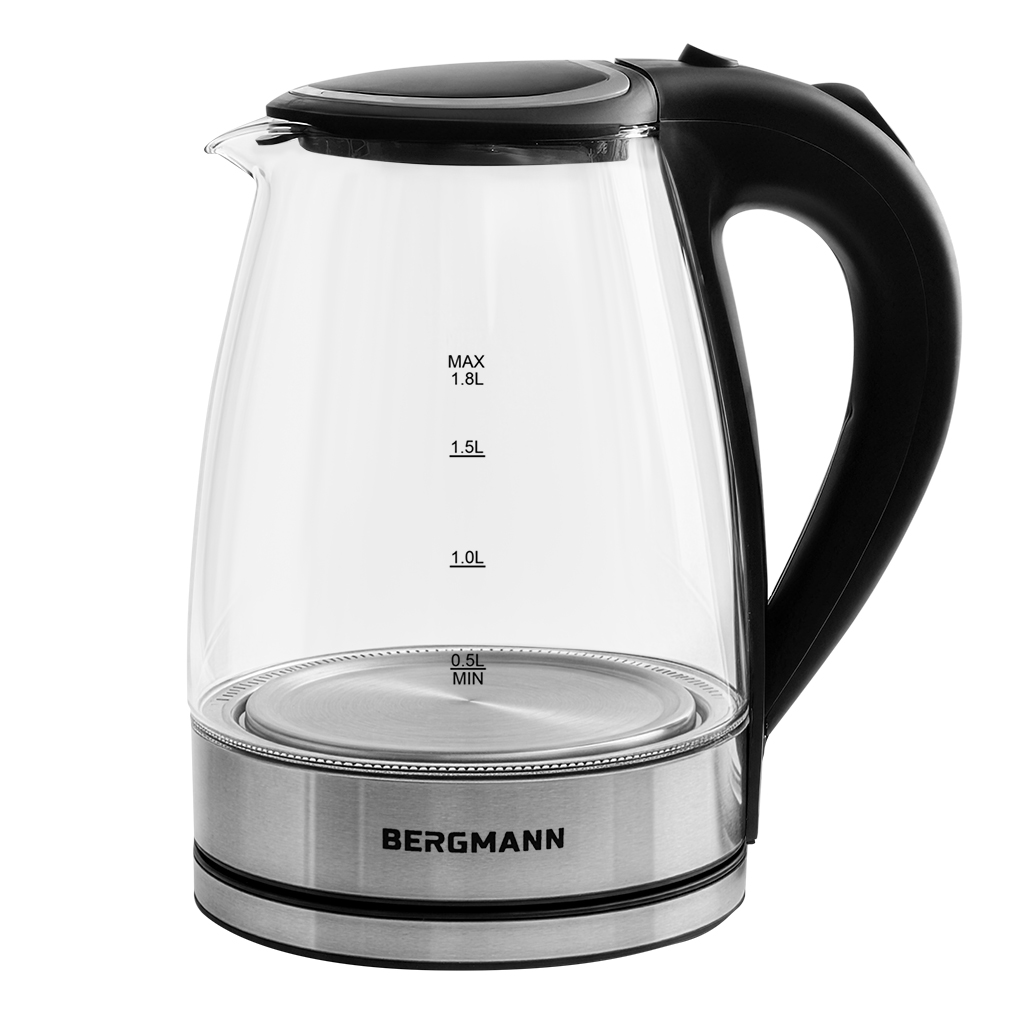 Czajnik elektryczny szklany BERGMANN ZH003 1,8L 2200W podstawa inox pokrywa na przycisk N - obrazek 3