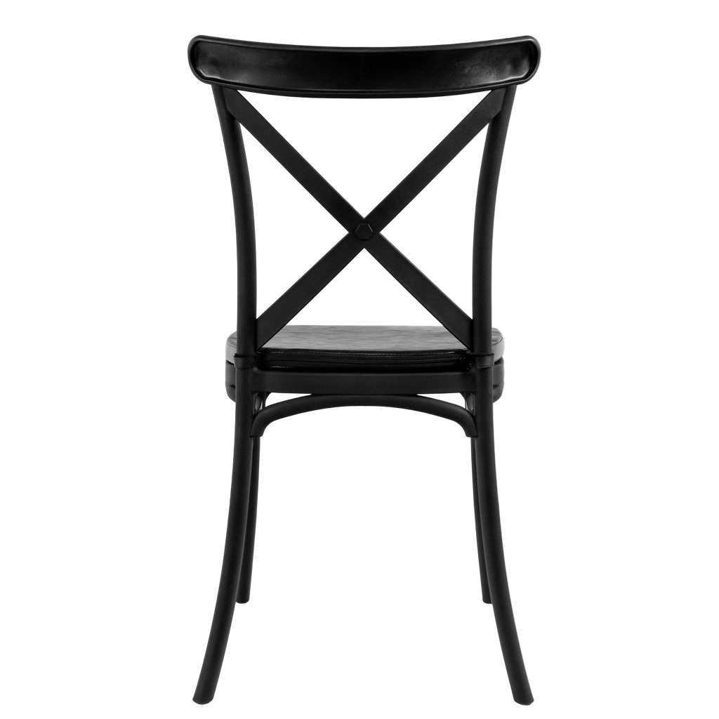 Krzesło bankietowe industrialne FURVERO BOHO PP poduszka ekoskóra kolor czarny ZESTAW 16 szt N - obrazek 7