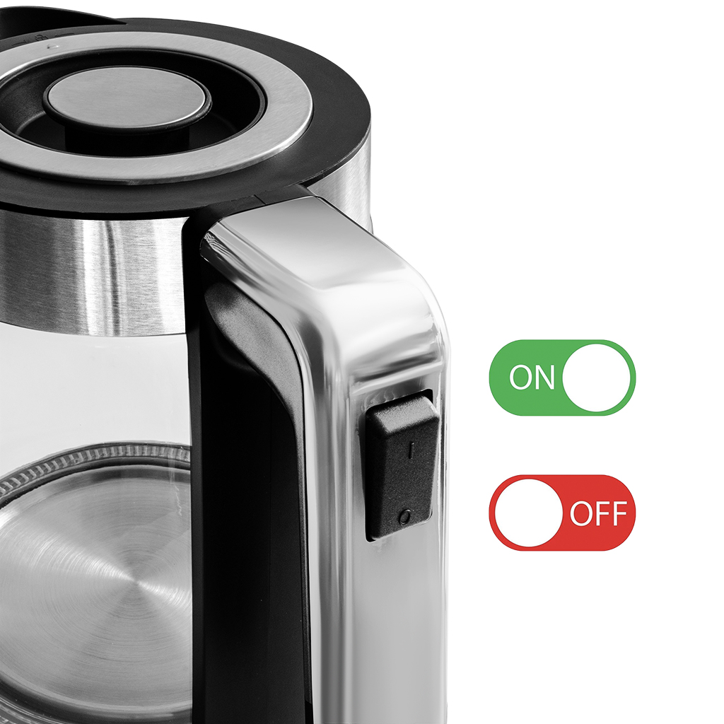 Czajnik elektryczny szklany BERGMANN ZH004 1,8L 2200W podstawa inox kształt cylindryczny N - obrazek 11