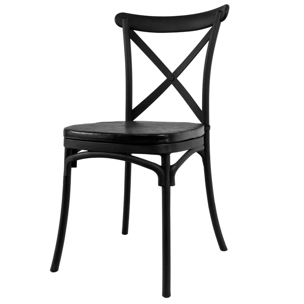 Krzesło bankietowe industrialne FURVERO BOHO PP poduszka ekoskóra kolor czarny ZESTAW 24 szt N - obrazek 6