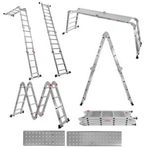 Drabina aluminiowa WERKBERG 4x4 wielofunkcyjna z podestem N