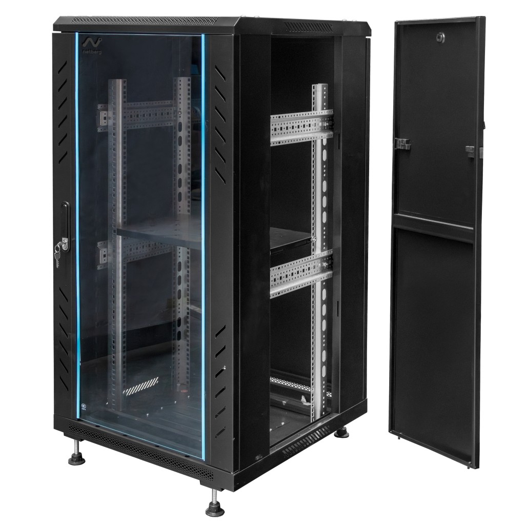Szafa Rack NETBERG 19" 22U 600x600 stojąca czarny N - obrazek 2