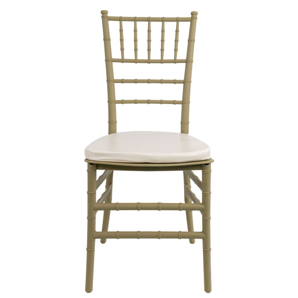 Krzesło bankietowe weselne FURVERO CHIAVARI PP poduszka ekoskóra kolor szampański-pistacjowy ZESTAW 12 szt N - obrazek 3