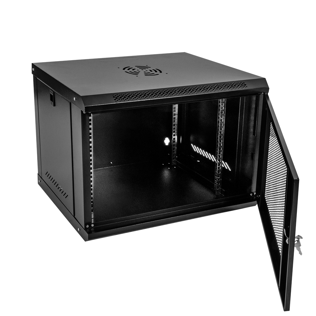 Szafa Rack NETBERG 19" 9U 450x600x400 wisząca drzwi perforowane czarny N - obrazek 2