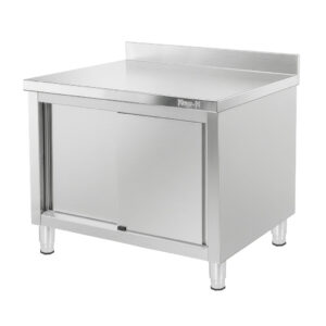 Stół ze stali nierdzewnej przyścienny z szafką Mega-M S-100 cm G-60 cm H-85 cm N