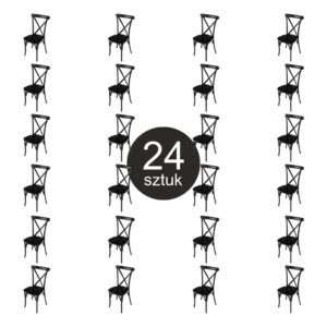 Krzesło drewniane bankietowe kuchenne rustykalne FURVERO BOHO drewno bukowe czarny ZESTAW 24 szt N