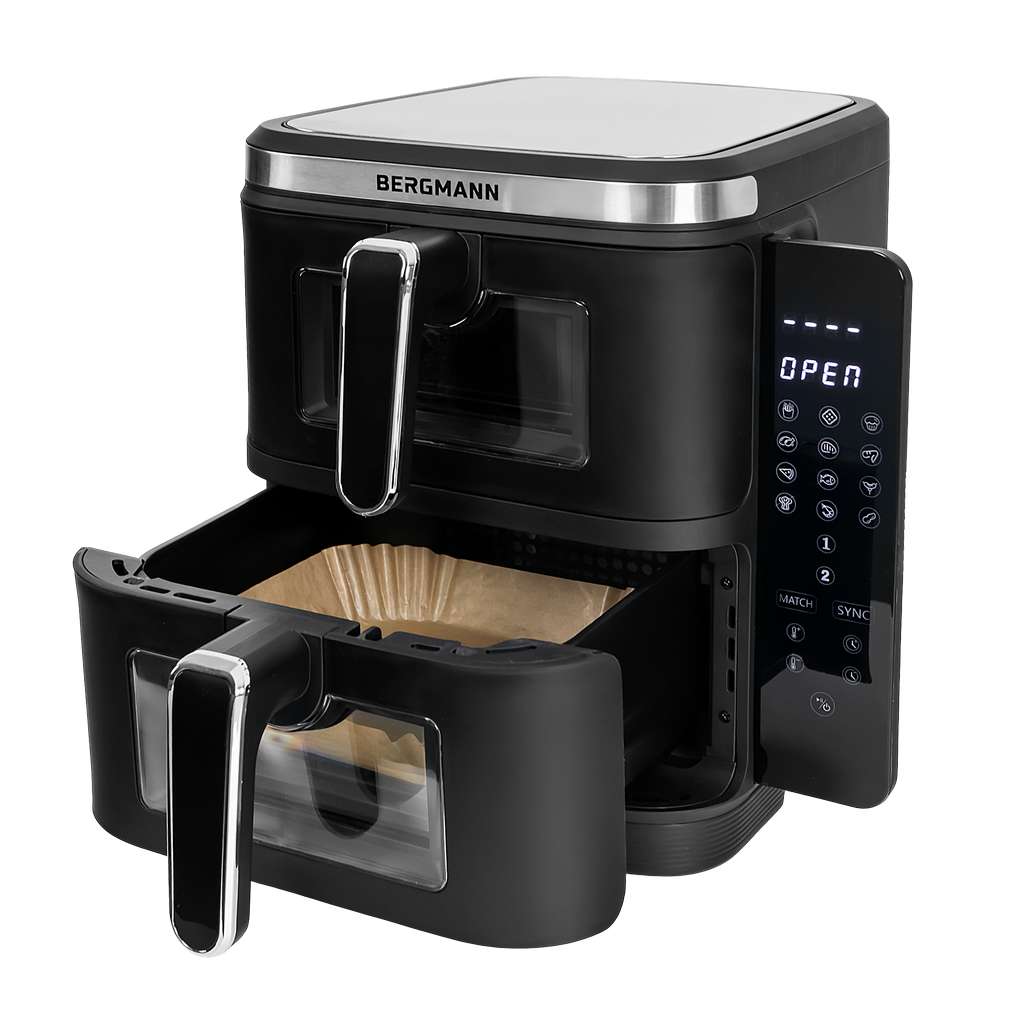 Frytkownica beztłuszczowa BERGMANN YI 2 komory pionowo 5,5l+5,5l 2800W książka N - obrazek 15