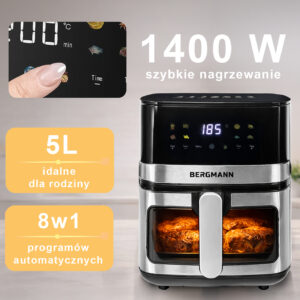 Frytkownica beztłuszczowa BERGMANN YA 1 komora 5l 1400W N