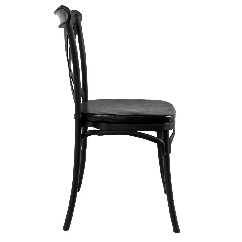 Krzesło bankietowe industrialne FURVERO BOHO PP poduszka ekoskóra kolor czarny ZESTAW 16 szt N - obrazek 5