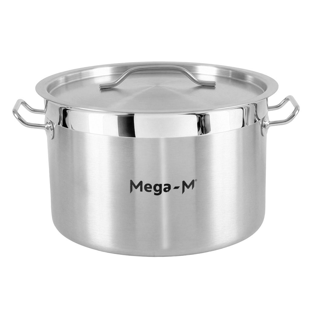 Garnek gastronomiczny niski z pokrywką Mega-M PRO 23l śr. 35 cm x h 22 cm N