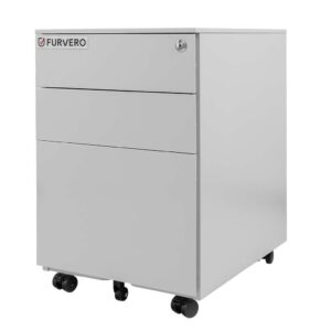 Szafka kontenerek mobilny pod biurko z 3 szufladami FURVERO S/S 3 szuflady szara S-39 cm G-50 cm H-60 cm N