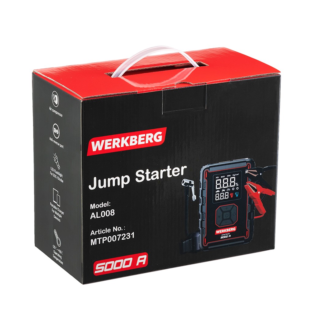Powerbank rozruchowy WERKBERG AL008 2500A/5000A 32000mAh kompresor N - obrazek 16