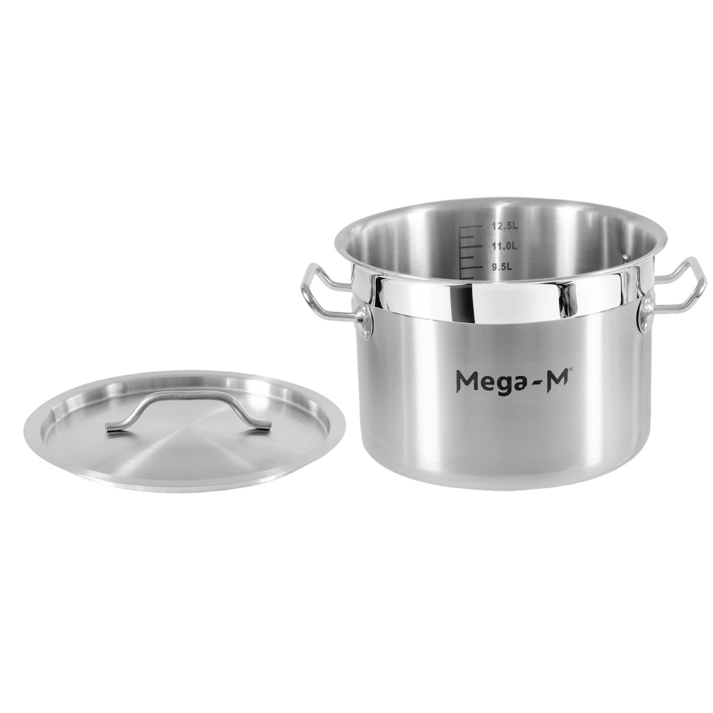 Garnek gastronomiczny średni z pokrywką Mega-M PRO 14l śr. 30 cm x h 20 cm N - obrazek 3