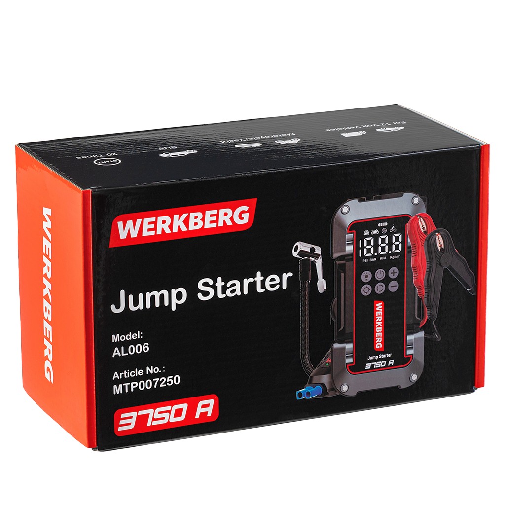 Powerbank rozruchowy WERKBERG AL006 1800A/3750A 26000mAh kompresor N - obrazek 12
