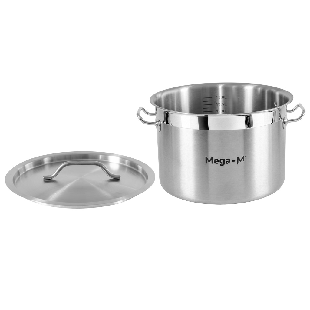 Garnek gastronomiczny średni z pokrywką Mega-M PRO 17l śr. 32 cm x h 22 cm N - obrazek 2