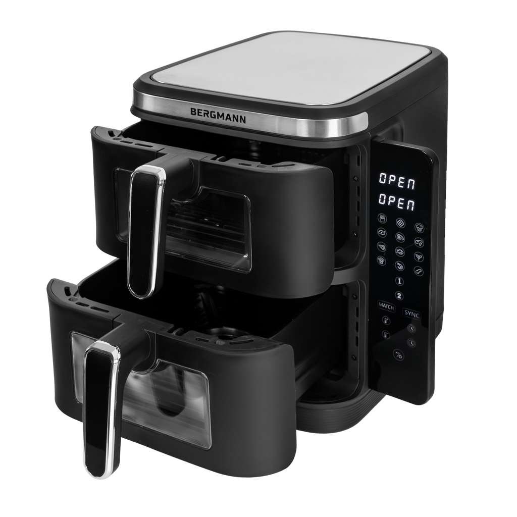 Frytkownica beztłuszczowa BERGMANN YI 2 komory pionowo 5,5l+5,5l 2800W książka N - obrazek 12