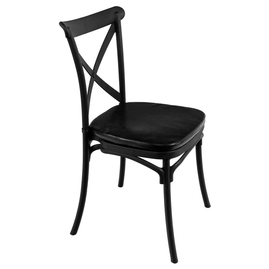 Krzesło bankietowe industrialne FURVERO BOHO PP poduszka ekoskóra kolor czarny ZESTAW 24 szt N - obrazek 9