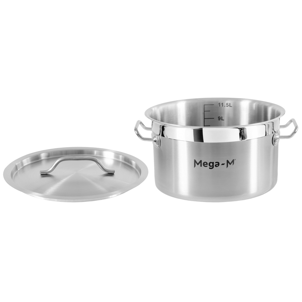 Garnek gastronomiczny niski z pokrywką Mega-M PRO 12l śr. 30 cm x h 18 cm N - obrazek 3