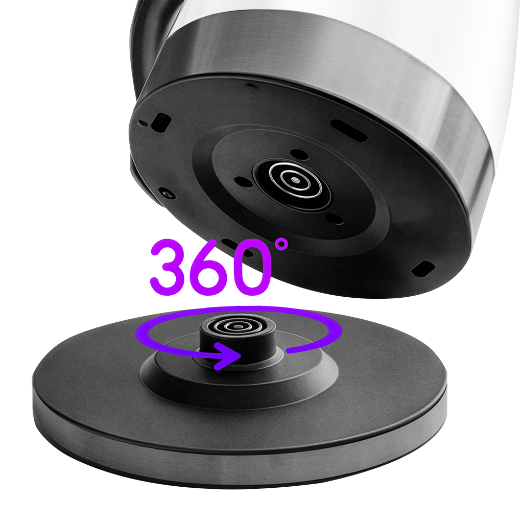 Czajnik elektryczny szklany BERGMANN ZH002 1,8L 2200W podstawa inox N - obrazek 12