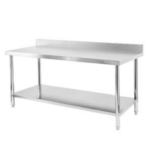 Stół ze stali nierdzewnej przyścienny z półką Mega-M X STANDARD S-200 cm G-60 cm H-85 cm N