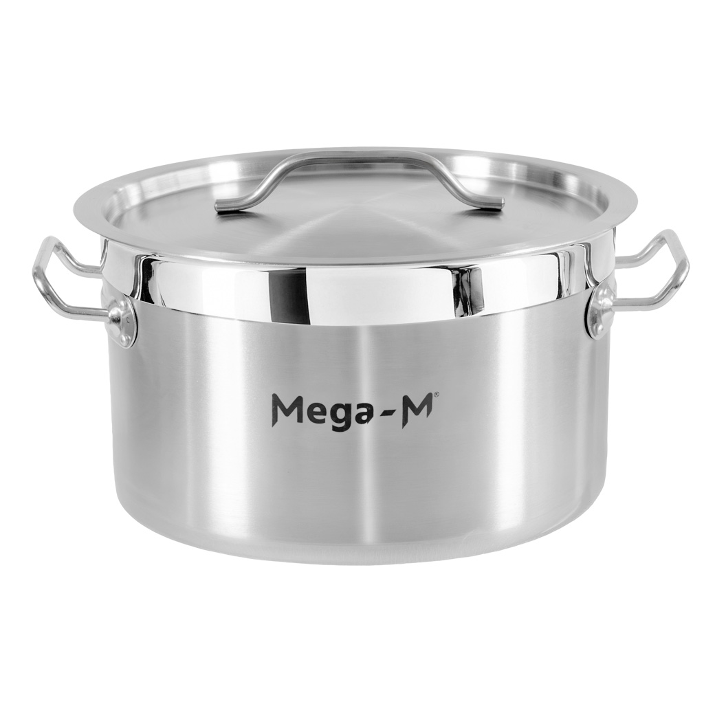 Garnek gastronomiczny niski z pokrywką Mega-M PRO 12l śr. 30 cm x h 18 cm N