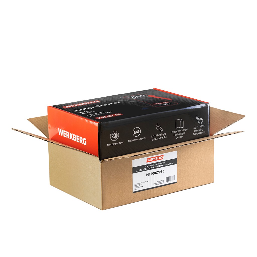 Powerbank rozruchowy WERKBERG AL002 700A/1400A 18000mAh kompresor N - obrazek 12