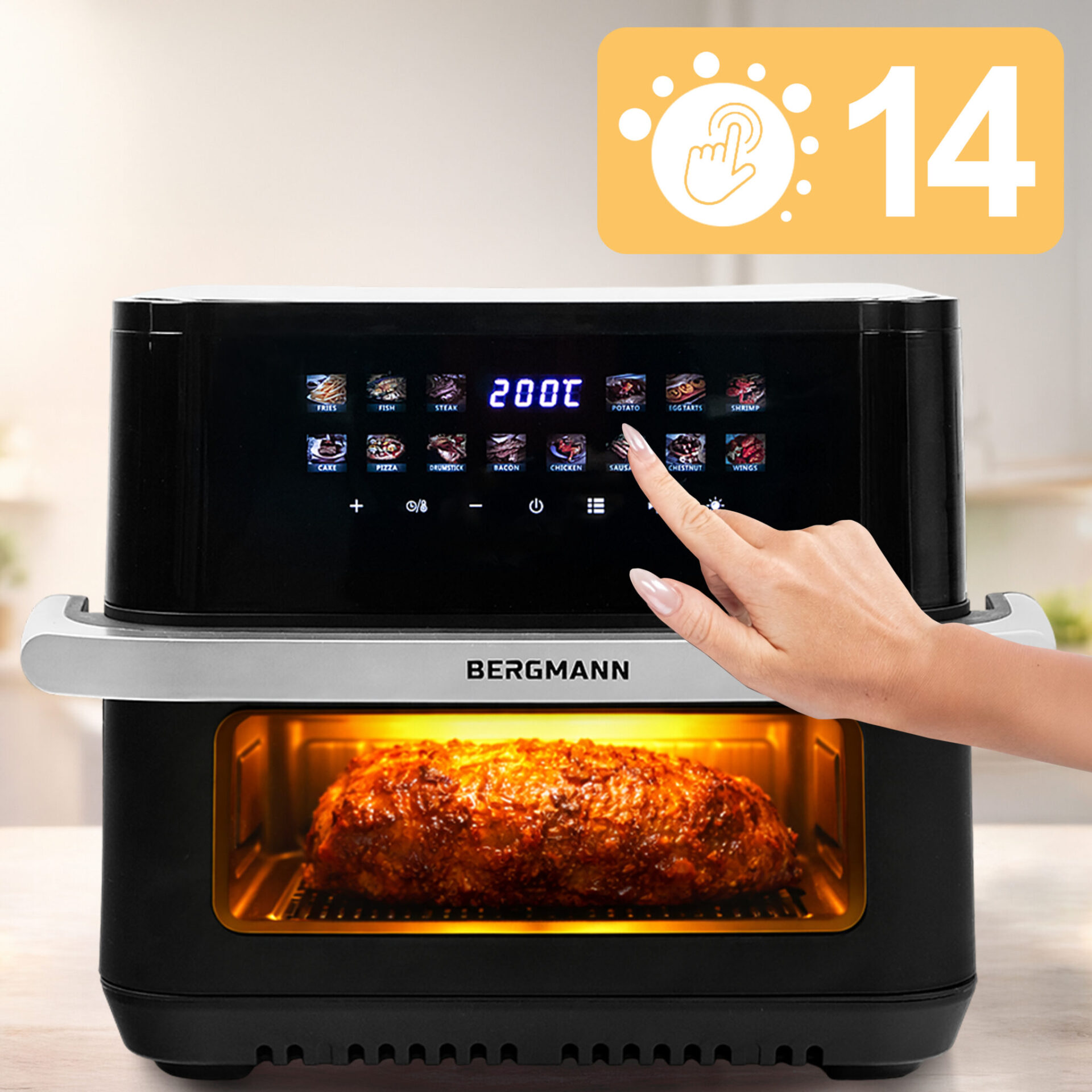 Frytkownica beztłuszczowa BERGMANN YA 1 komora 10l 2000W N - obrazek 2