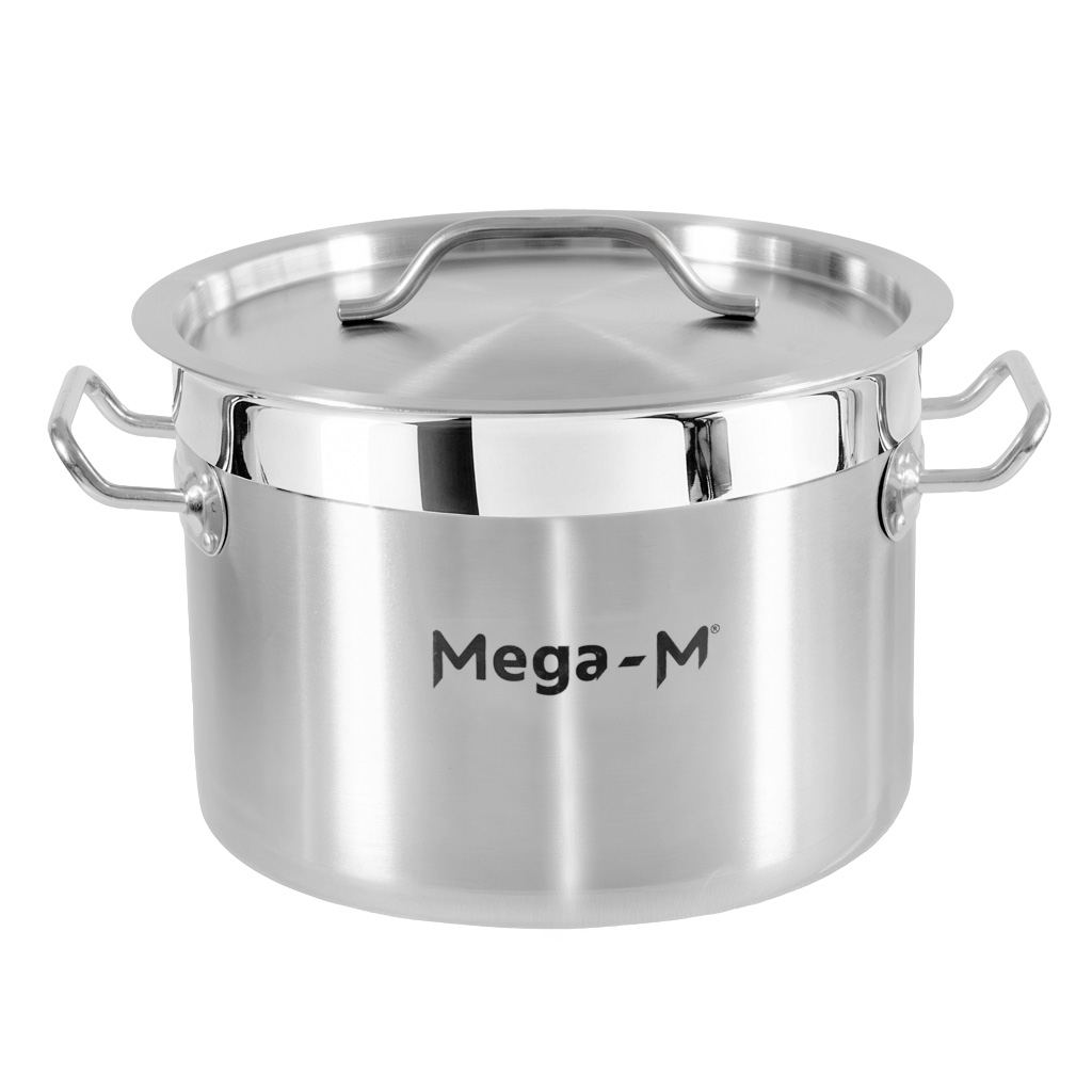 Garnek gastronomiczny niski z pokrywką Mega-M PRO 8l śr. 28 cm x h 13 cm N
