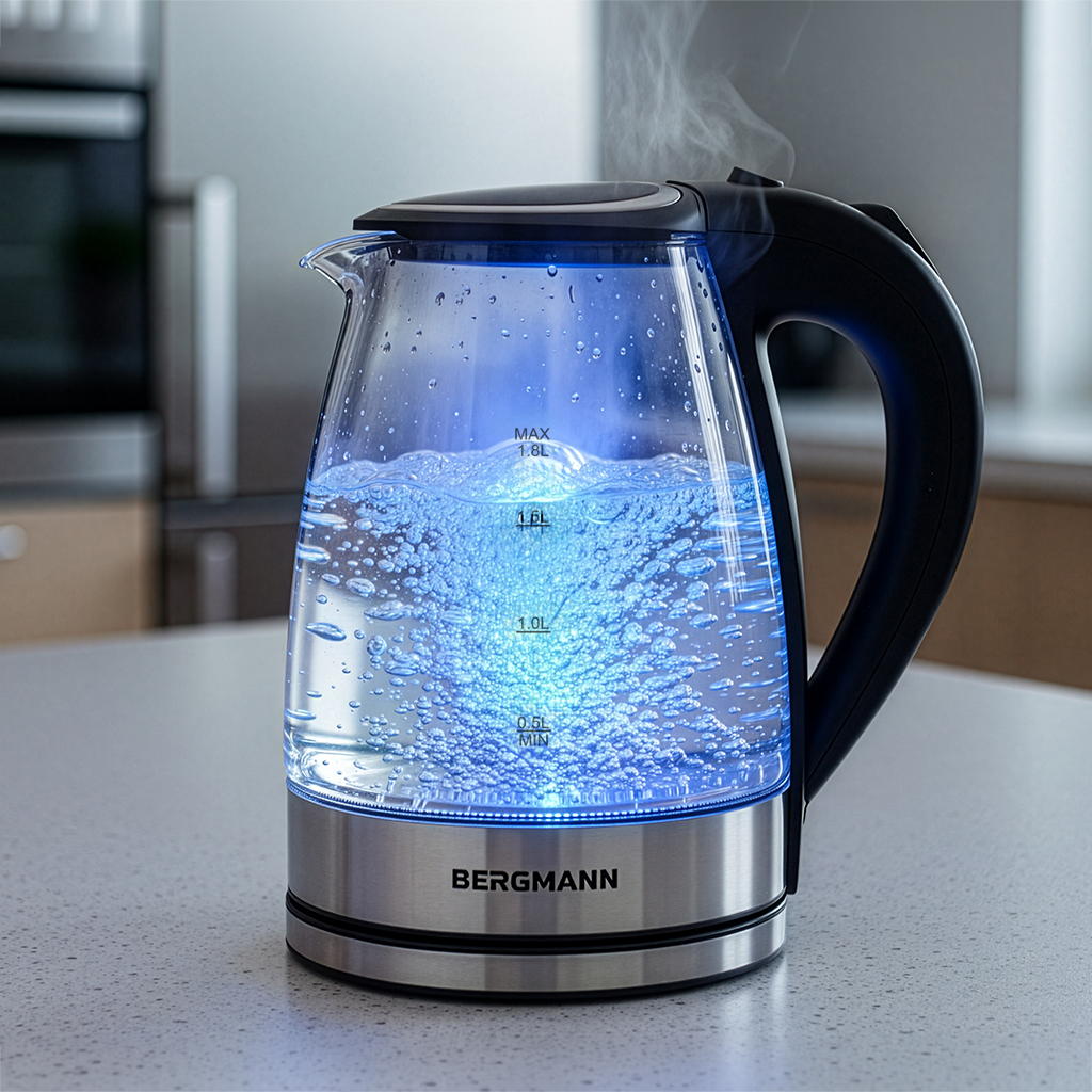 Czajnik elektryczny szklany BERGMANN ZH003 1,8L 2200W podstawa inox pokrywa na przycisk N - obrazek 4