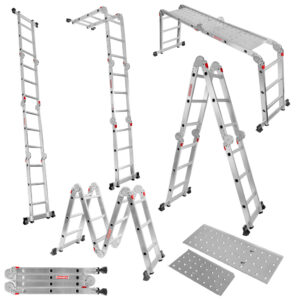 Drabina aluminiowa WERKBERG 4x3 wielofunkcyjna z podestem N