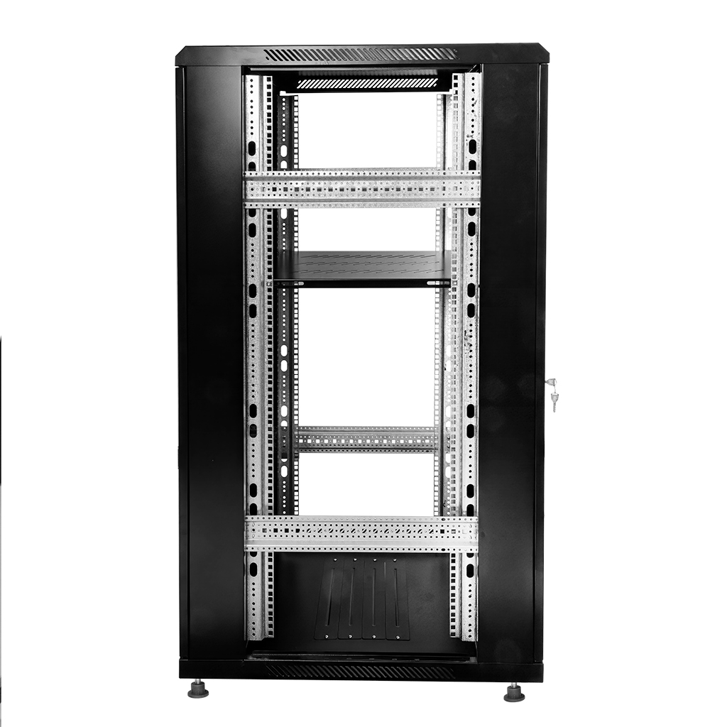 Szafa Rack NETBERG 19" 28U 600x800 stojąca drzwi perforowane czarny N - obrazek 4