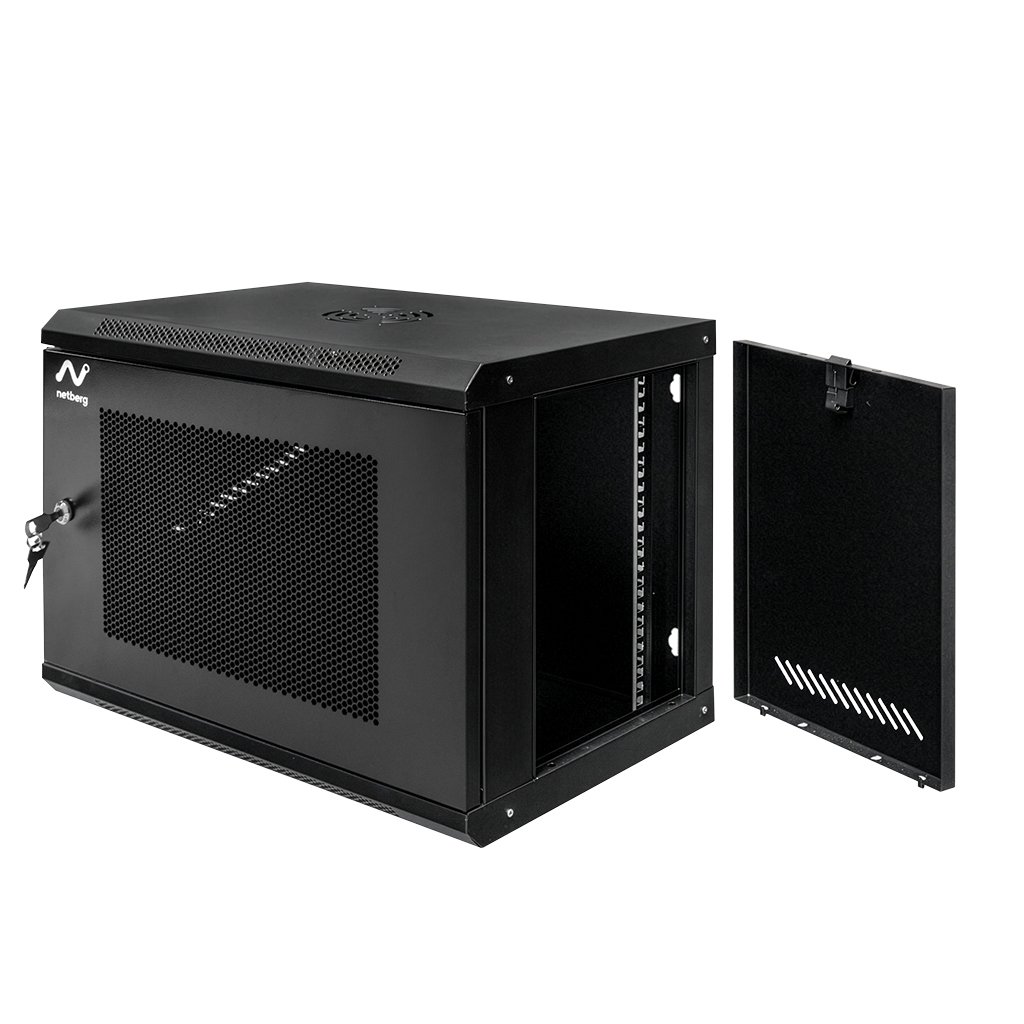 Szafa Rack NETBERG 19" 9U 450x600x400 wisząca drzwi perforowane czarny N - obrazek 3